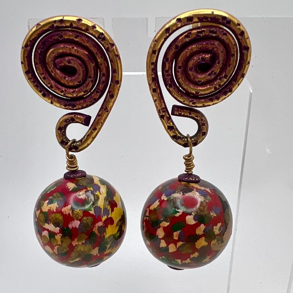 Jeff Lieb Fired Enamel Runway X-Large Clip Earrin… - image 4